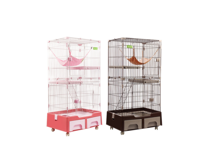 Built-in litter box cat cage